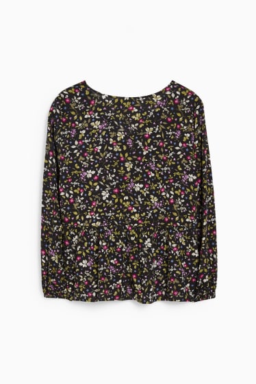 Dames - CLOCKHOUSE - blouse - gebloemd - zwart