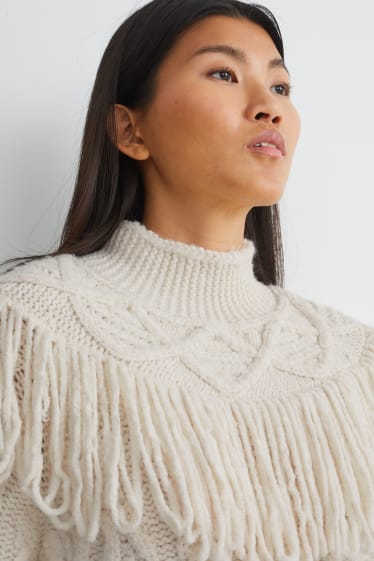 Women - Jumper - cable knit pattern - cremewhite