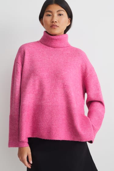 Damen - Rollkragenpullover - pink