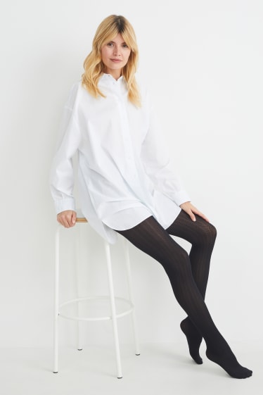 Dames - Panty - LYCRA® - 60 DEN - ondoorzichtig - met patroon - zwart