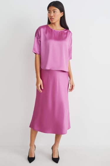 Dámské - Saténová sukně - světle fialová