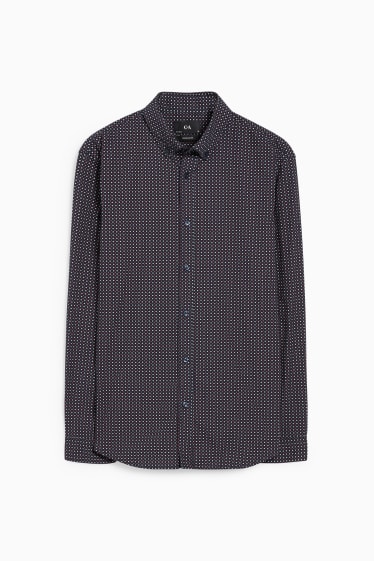 Men - Jumper and shirt - regular fit - button-down collar - dark blue