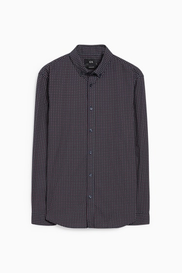 Heren - Trui en overhemd - regular fit - button down - donkerblauw