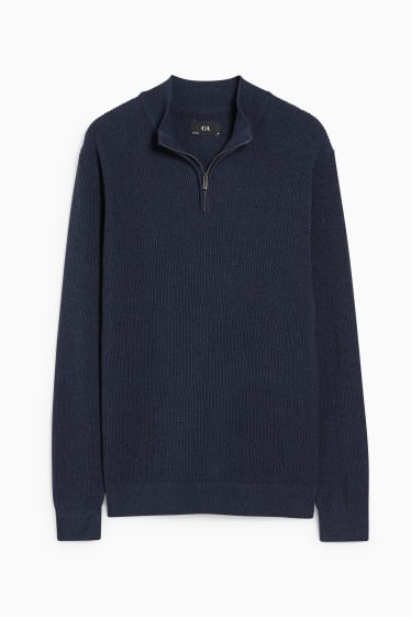 Pánské - Svetr a košile - regular fit - button-down - tmavomodrá