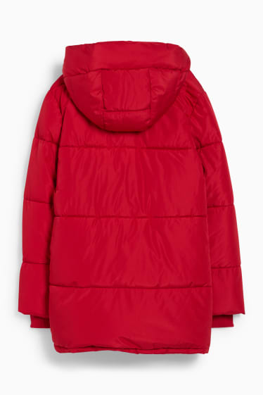 Damen - Steppjacke mit Kapuze - rot