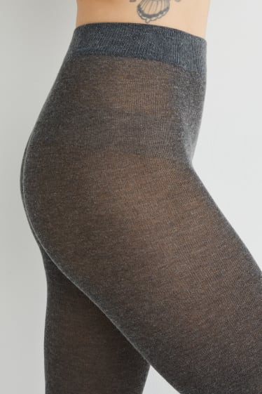 Women - Cashmere blend tights - gray-melange