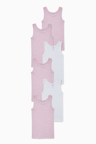 Enfants filles - Lot de 6 - maillots de corps - blanc / rose