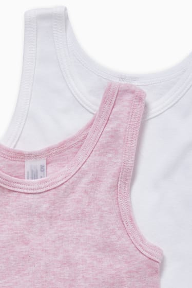Enfants filles - Lot de 6 - maillots de corps - blanc / rose