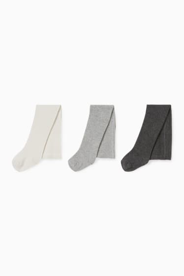 Bébés - Lot de 3 paires - collants bébé - gris clair chiné