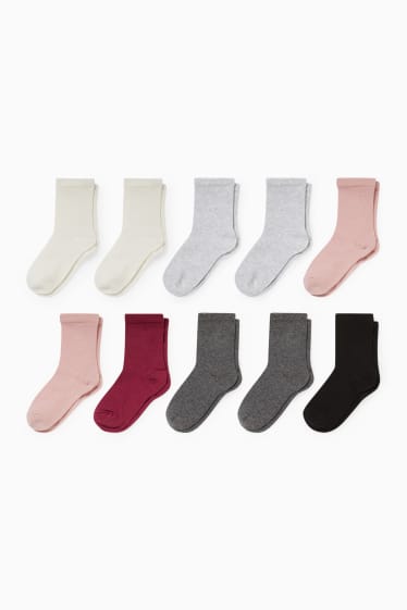 Enfants filles - Lot de 10 paires - chaussettes - bordeaux