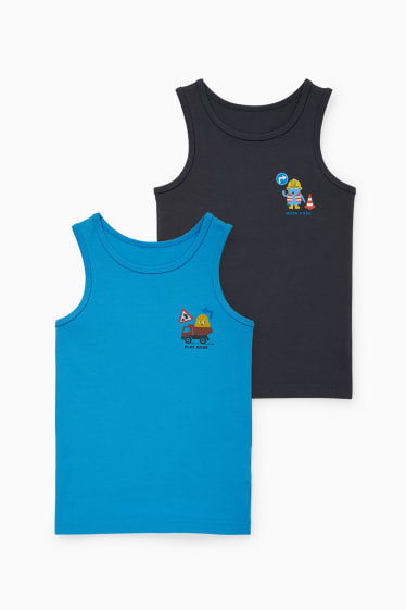 Kinderen: jongens - Set van 2 - singlet - donkerblauw