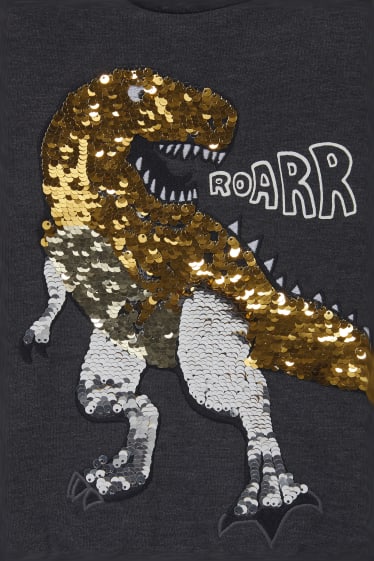 Kinder Jungen - Dino - Sweatshirt - Glanz-Effekt - dunkelgrau
