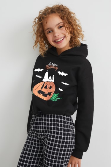 Enfants - Snoopy - sweat à capuche de Halloween - noir