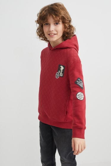 Niños - Sudadera con capucha - rojo oscuro