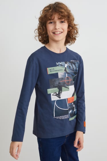 Kinderen: jongens - Longsleeve - donkerblauw