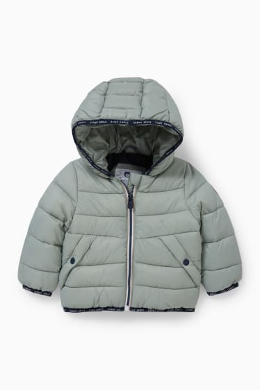 Miminka - Prošívaná bunda s kapucí pro miminka - mátově zelená