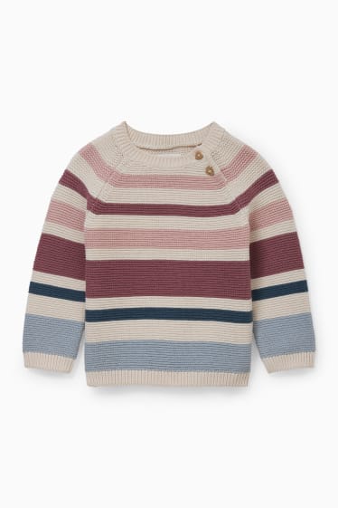 Baby: meisjes - Babytruitje - gestreept - beige