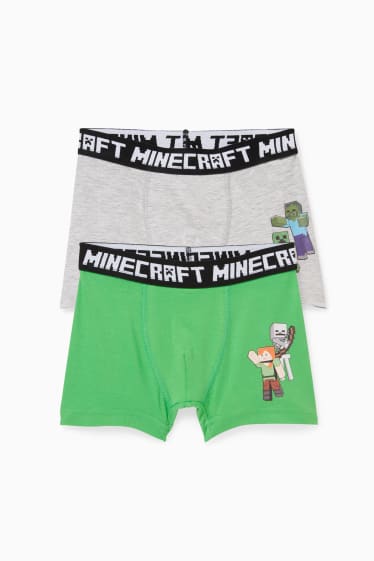 Bambini - Confezione da 2 - Minecraft - boxer - verde chiaro