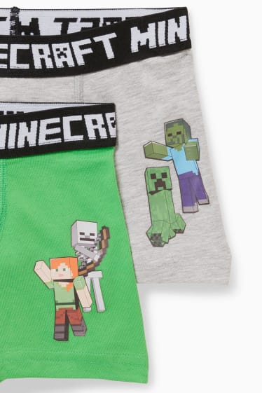 Bambini - Confezione da 2 - Minecraft - boxer - verde chiaro