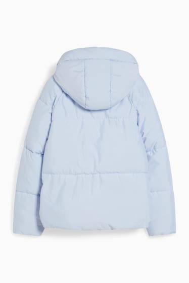 Dames - CLOCKHOUSE - gewatteerde jas met capuchon - lichtblauw
