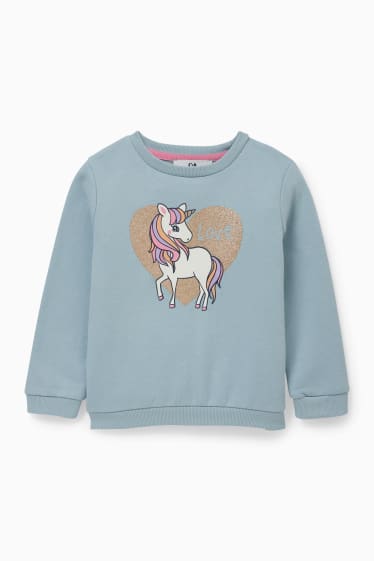 Enfants filles - Licorne - sweat - bleu clair