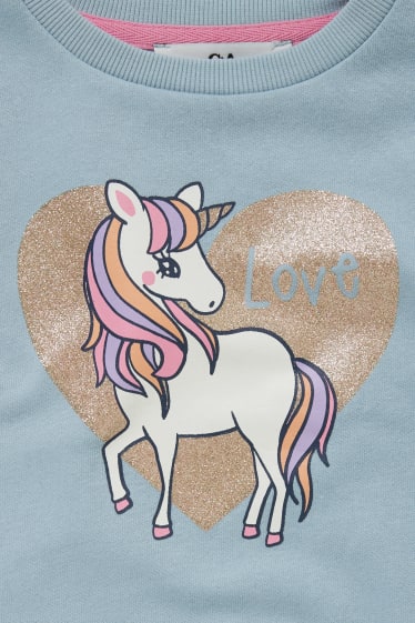 Enfants filles - Licorne - sweat - bleu clair