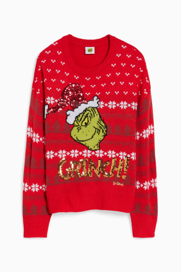 Femmes - CLOCKHOUSE - pullover de Noël - Le Grinch - rouge