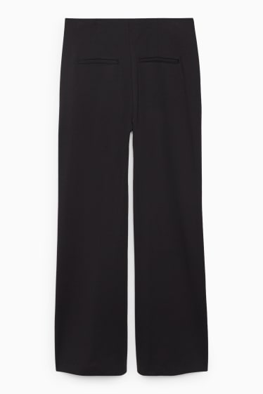 Damen - Stoffhose - High Waist - Wide Leg - schwarz