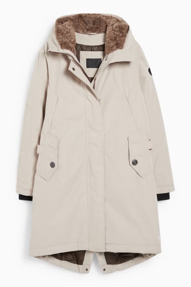 Women - Rain jacket with hood - beige