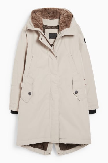 Damen - Regenjacke mit Kapuze - beige