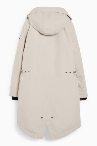 Women - Rain jacket with hood - beige