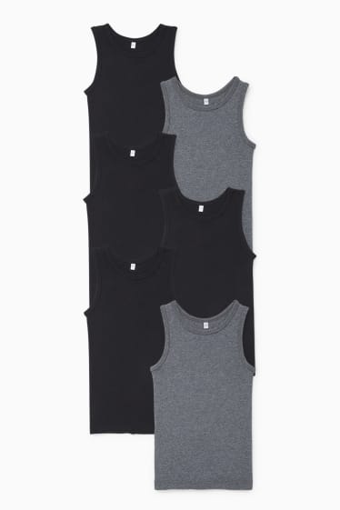 Kinder Jungen - Multipack 6er - Singlet - schwarz