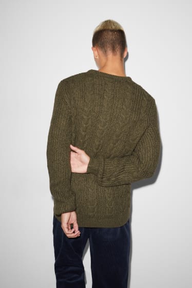 Uomo - CLOCKHOUSE - maglione - motivo a treccia - verde scuro