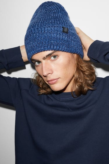 Men - CLOCKHOUSE - knitted hat - blue-melange