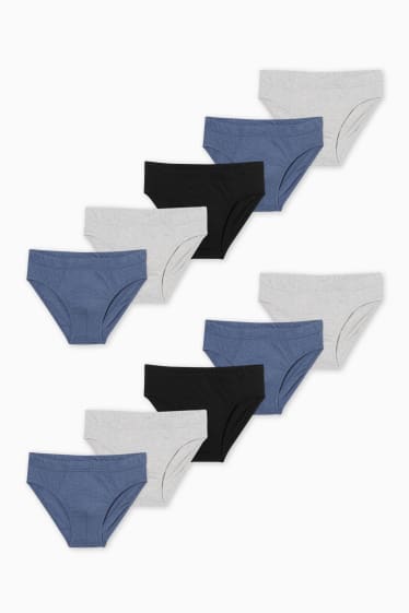 Uomo - Confezione multipla da 10 - slip - grigio chiaro / blu scuro