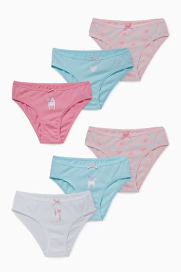 Bambine - Confezione da 6 - unicorno - slip - turchese