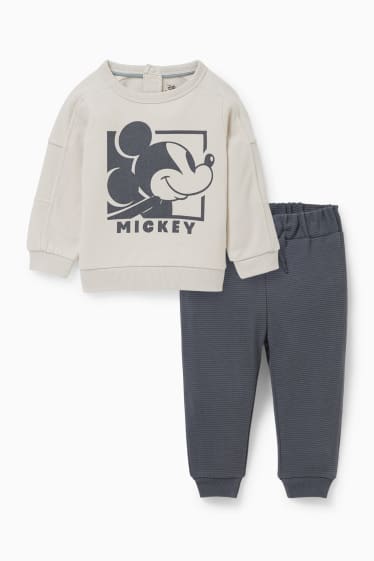 Bebeluși - băieți - Mickey Mouse - compleu bebeluși - 2 piese - bej melanj