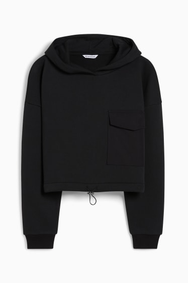 Dames - CLOCKHOUSE - crop hoodie - zwart