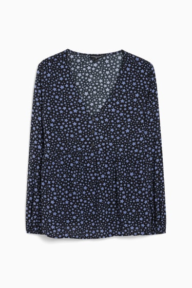 Damen - Bluse - gemustert - schwarz