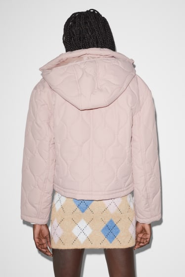 Tieners & jongvolwassenen - CLOCKHOUSE - gewatteerde jas met capuchon - roze