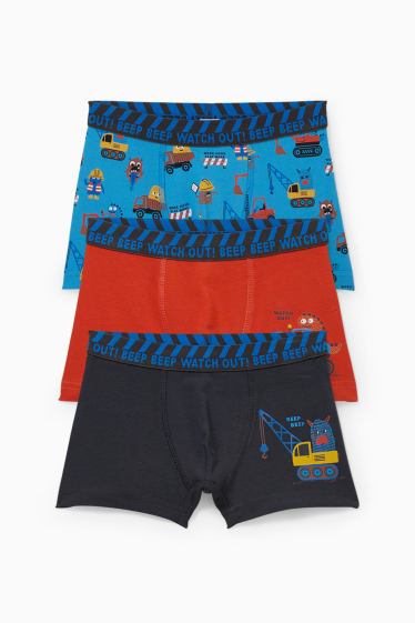 Kinderen - Set van 3 - graafmachines - boxershorts - donkerblauw
