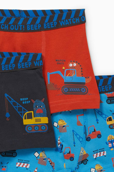 Kinderen - Set van 3 - graafmachines - boxershorts - donkerblauw