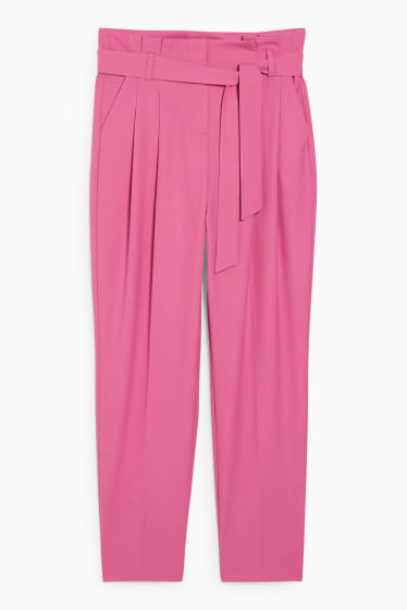 Femei - Pantaloni de stofă - talie înaltă - slim fit - roz