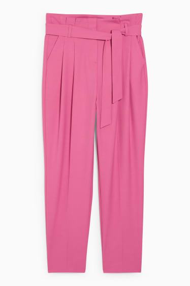 Donna - Pantaloni di stoffa - vita alta - slim fit - fucsia