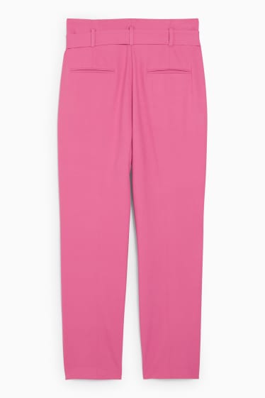 Femei - Pantaloni de stofă - talie înaltă - slim fit - roz