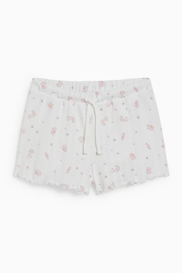 Femmes - CLOCKHOUSE - short de pyjama - à fleurs - blanc