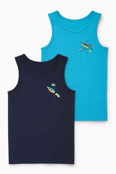Kinderen: jongens - Set van 2 - singlet - donkerblauw