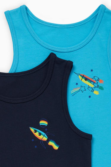 Kinderen: jongens - Set van 2 - singlet - donkerblauw