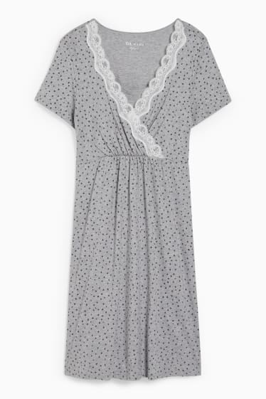 Women - Nursing nightdress - patterned - light gray-melange