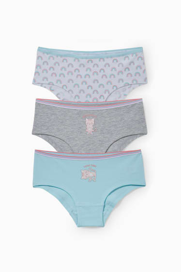 Enfants filles - Lot de 3 - culottes - turquoise clair